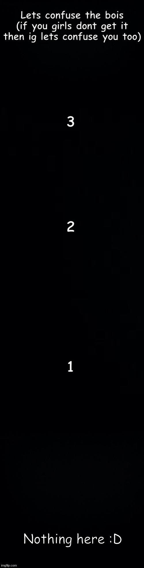 Lets confuse the bois | Nothing here :D | image tagged in lets confuse the bois | made w/ Imgflip meme maker