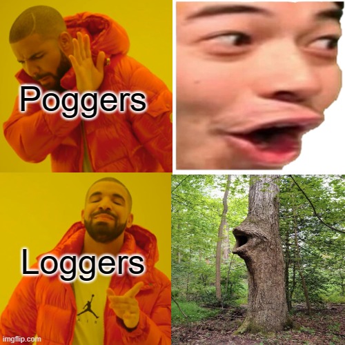 Poggers | Poggers; Loggers | image tagged in memes,drake hotline bling,poggers,loggers | made w/ Imgflip meme maker