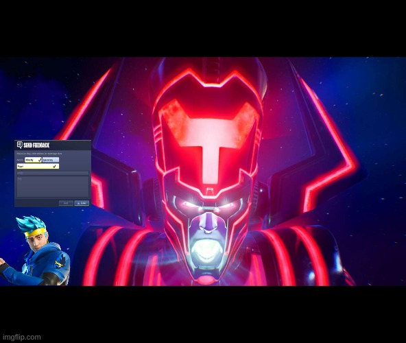 Ninja vs Galactus | image tagged in fortnite | made w/ Imgflip meme maker