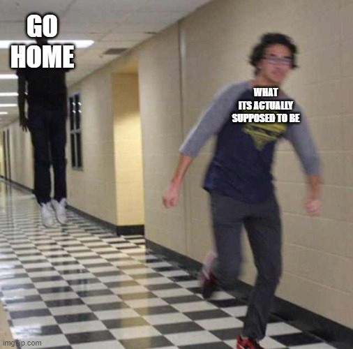 floating boy chasing running boy | GO HOME WHAT ITS ACTUALLY SUPPOSED TO BE | image tagged in floating boy chasing running boy | made w/ Imgflip meme maker