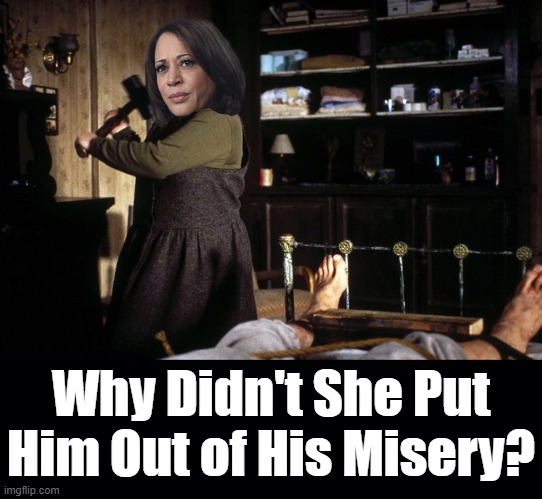 Kamala Failed Everyone. Joe's Still Walking, Breathing, Cheating. Still Not President. | Why Didn't She Put Him Out of His Misery? | image tagged in misery break ankle sledge,bidens ankle,kamala went for the kill | made w/ Imgflip meme maker