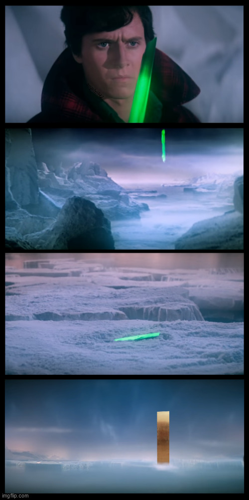 image tagged in superman,clark kent,monolith,fortress of solitude,utah monolith,aliens | made w/ Imgflip meme maker