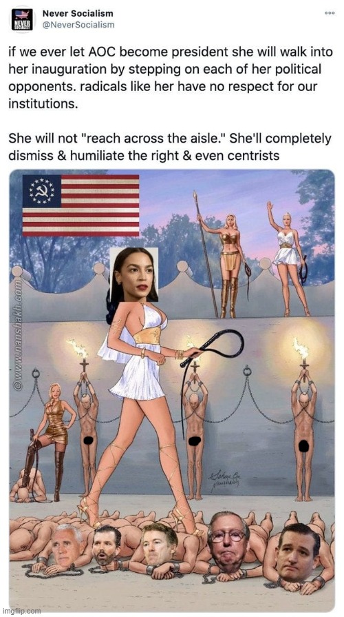 yeah yeah male conservative AOC bondage fantasies | image tagged in aoc,repost,bondage,bondage bdsm,wtf,alexandria ocasio-cortez | made w/ Imgflip meme maker