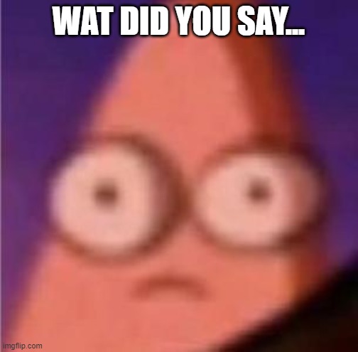 Eyes wide Patrick | WAT DID YOU SAY... | image tagged in eyes wide patrick | made w/ Imgflip meme maker