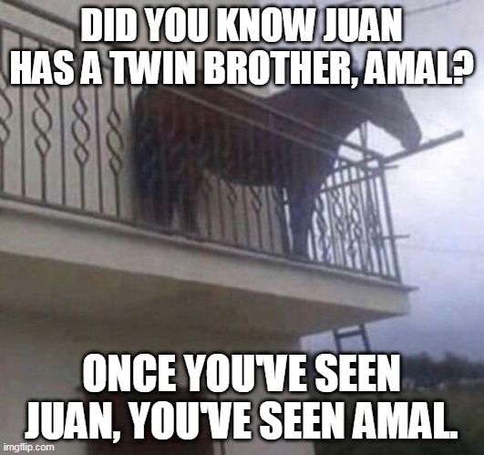 Juan | DID YOU KNOW JUAN HAS A TWIN BROTHER, AMAL? ONCE YOU'VE SEEN JUAN, YOU'VE SEEN AMAL. | image tagged in juan | made w/ Imgflip meme maker