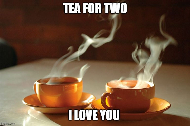 tea for two | TEA FOR TWO; I LOVE YOU | image tagged in tea for two | made w/ Imgflip meme maker