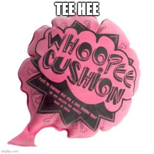 whoopie cushion | TEE HEE | image tagged in whoopie cushion | made w/ Imgflip meme maker