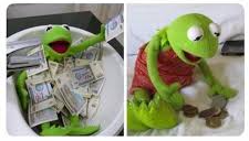 High Quality Kermit money Blank Meme Template