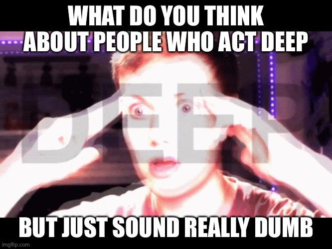 WHAT DO YOU THINK ABOUT PEOPLE WHO ACT DEEP; BUT JUST SOUND REALLY DUMB | made w/ Imgflip meme maker