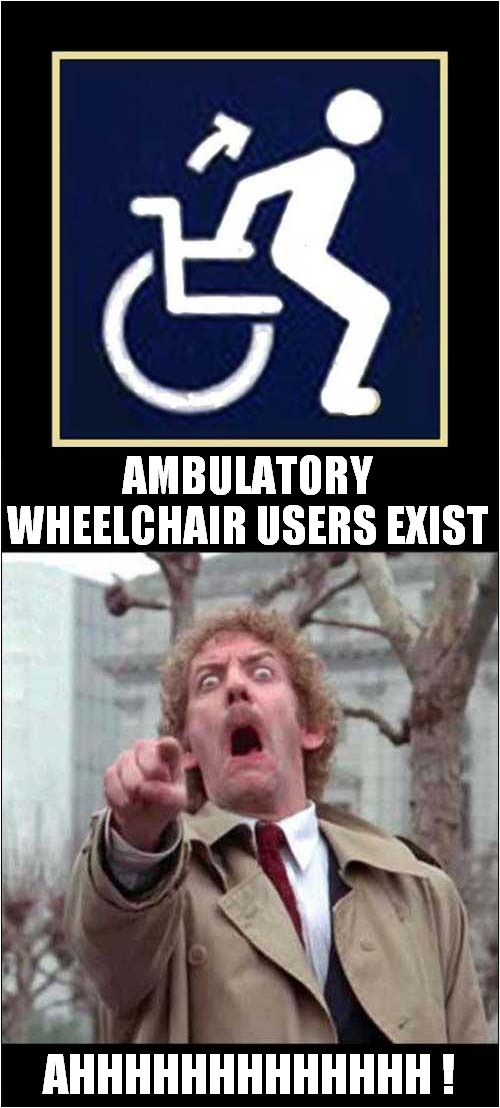 Why Does This Sign Even Exist ? | AMBULATORY WHEELCHAIR USERS EXIST; AHHHHHHHHHHHHH ! | image tagged in sign,wheelchair,confused | made w/ Imgflip meme maker