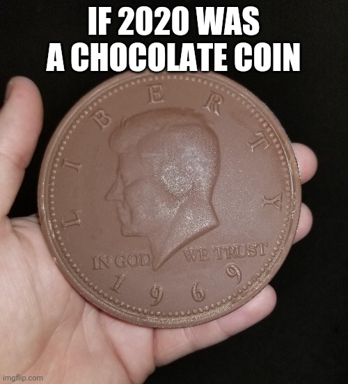 A chocolate coin | IF 2020 WAS A CHOCOLATE COIN | image tagged in shut up and take my money fry,money,2020,funny,memes,coins | made w/ Imgflip meme maker