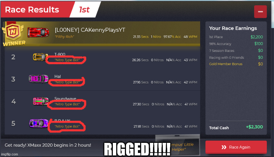RIGGED!!!!! | made w/ Imgflip meme maker
