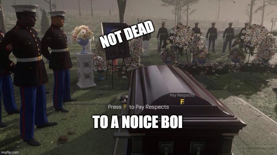 Press F to Pay Respects | NOT DEAD TO A NOICE BOI | image tagged in press f to pay respects | made w/ Imgflip meme maker