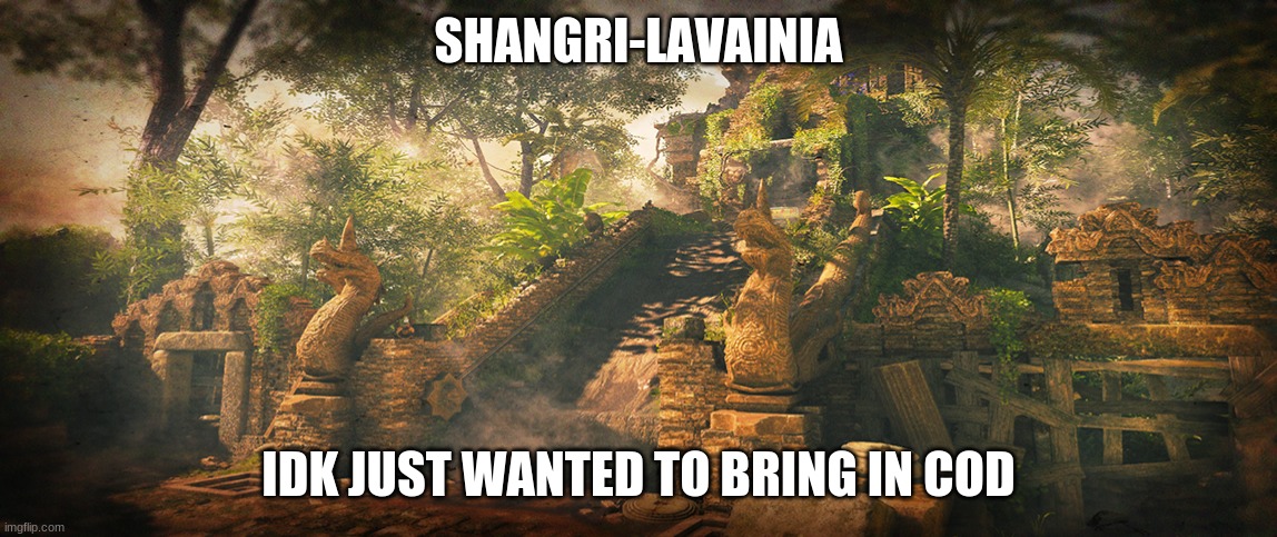 shangri-la | SHANGRI-LAVAINIA IDK JUST WANTED TO BRING IN COD | image tagged in shangri-la | made w/ Imgflip meme maker