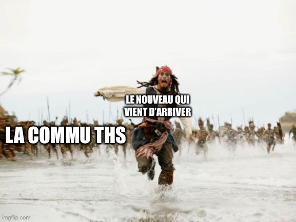 Jack Sparrow Being Chased Meme | LE NOUVEAU QUI
VIENT D’ARRIVER; LA COMMU THS | image tagged in memes,jack sparrow being chased | made w/ Imgflip meme maker