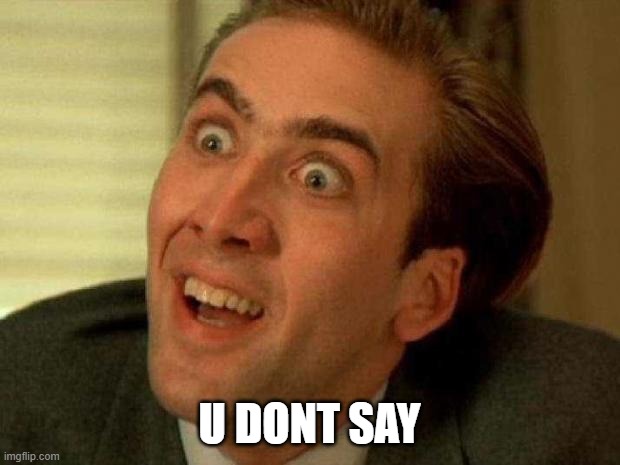 Nicolas cage | U DONT SAY | image tagged in nicolas cage | made w/ Imgflip meme maker
