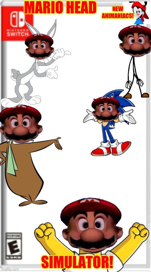 Mario Head Simulator | NEW ANIMANIACS! MARIO HEAD; SIMULATOR! | image tagged in blank switch game | made w/ Imgflip meme maker