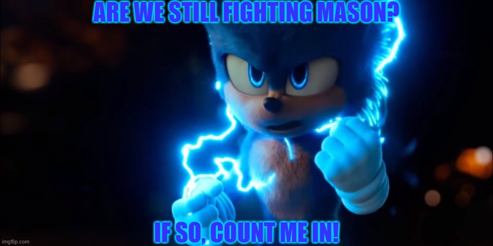 I'm ready to roast this stupid kid. | ARE WE STILL FIGHTING MASON? IF SO, COUNT ME IN! | image tagged in sonic powers up,imgflip,imgflip users,sonic the hedgehog,sonic movie | made w/ Imgflip meme maker