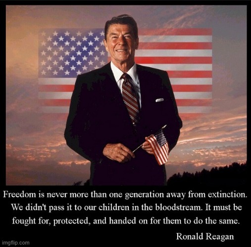 Based Ronald Reagan | image tagged in ronald reagan quote freedom | made w/ Imgflip meme maker