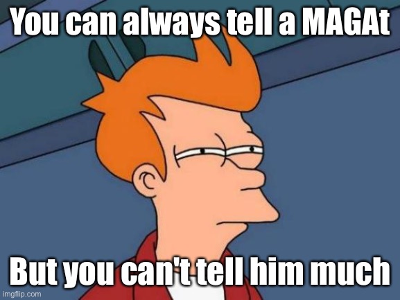 Futurama Fry Meme | You can always tell a MAGAt But you can't tell him much | image tagged in memes,futurama fry | made w/ Imgflip meme maker