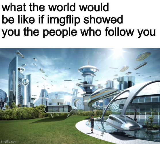 True | what the world would be like if imgflip showed you the people who follow you | image tagged in memes,funny,follow,imgflip,imgflip users | made w/ Imgflip meme maker