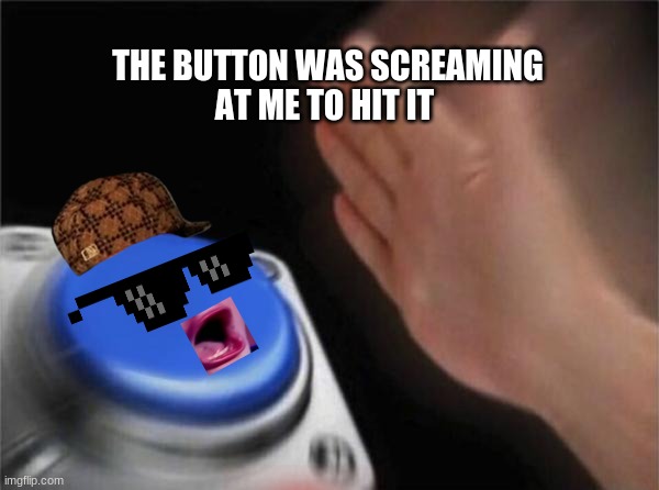 I Pushed the button | THE BUTTON WAS SCREAMING AT ME TO HIT IT | image tagged in memes,blank nut button | made w/ Imgflip meme maker