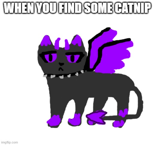 I drew Umbra in alwayzbread's style | WHEN YOU FIND SOME CATNIP | image tagged in blank white template | made w/ Imgflip meme maker