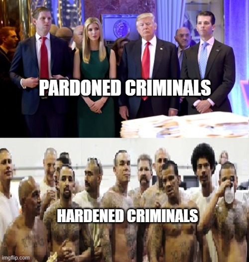 trumppardoned | PARDONED CRIMINALS; HARDENED CRIMINALS | image tagged in pardon,trump pardon | made w/ Imgflip meme maker