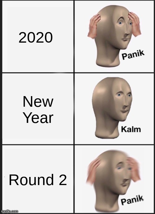 Panik Kalm Panik | 2020; New Year; Round 2 | image tagged in memes,panik kalm panik | made w/ Imgflip meme maker