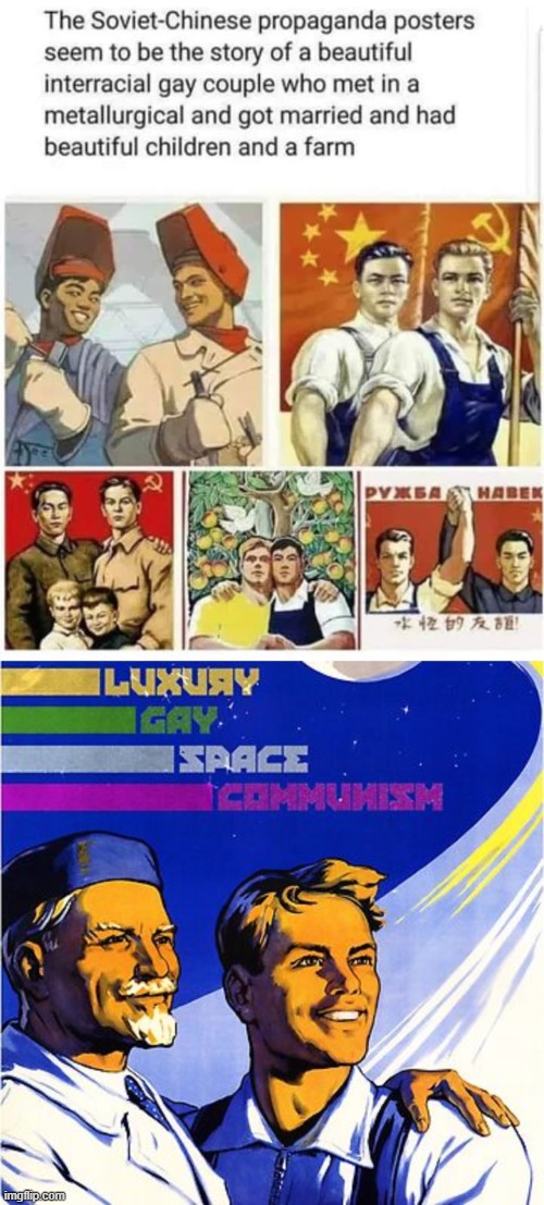[intentionally misreading things as wholesome] | image tagged in soviet-chinese gay propaganda,luxury gay space communism,wholesome,repost,communism,commies | made w/ Imgflip meme maker