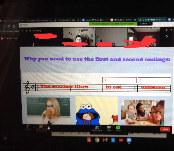 Not exactly cursed COMMENTS per say, but still a very cursed thing my band teacher made | image tagged in cursed image,cursed,zoom,wtf,cookie monster | made w/ Imgflip meme maker