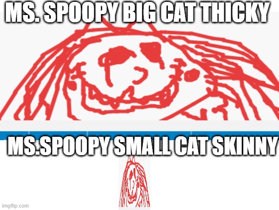 Ms.Spoopy Big cat Thicky vs Ms.Spoopy small cat skinny | MS. SPOOPY BIG CAT THICKY; MS.SPOOPY SMALL CAT SKINNY | image tagged in cat,cats,spoopy,scary,creepy | made w/ Imgflip meme maker