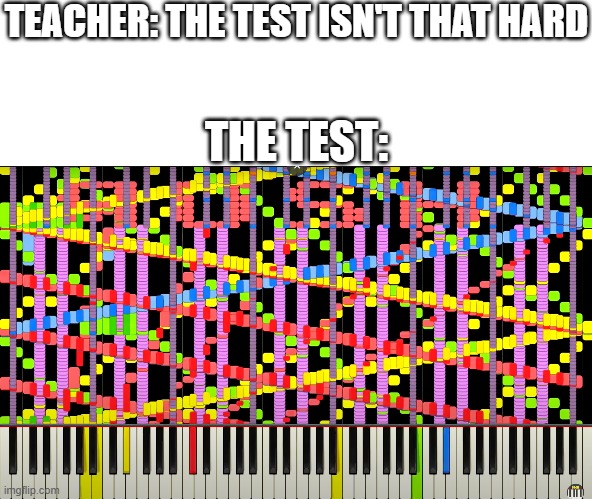 How can you play that? | TEACHER: THE TEST ISN'T THAT HARD; THE TEST: | image tagged in memes | made w/ Imgflip meme maker