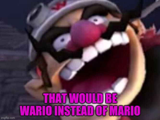 Wario | THAT WOULD BE WARIO INSTEAD OF MARIO | image tagged in wario | made w/ Imgflip meme maker