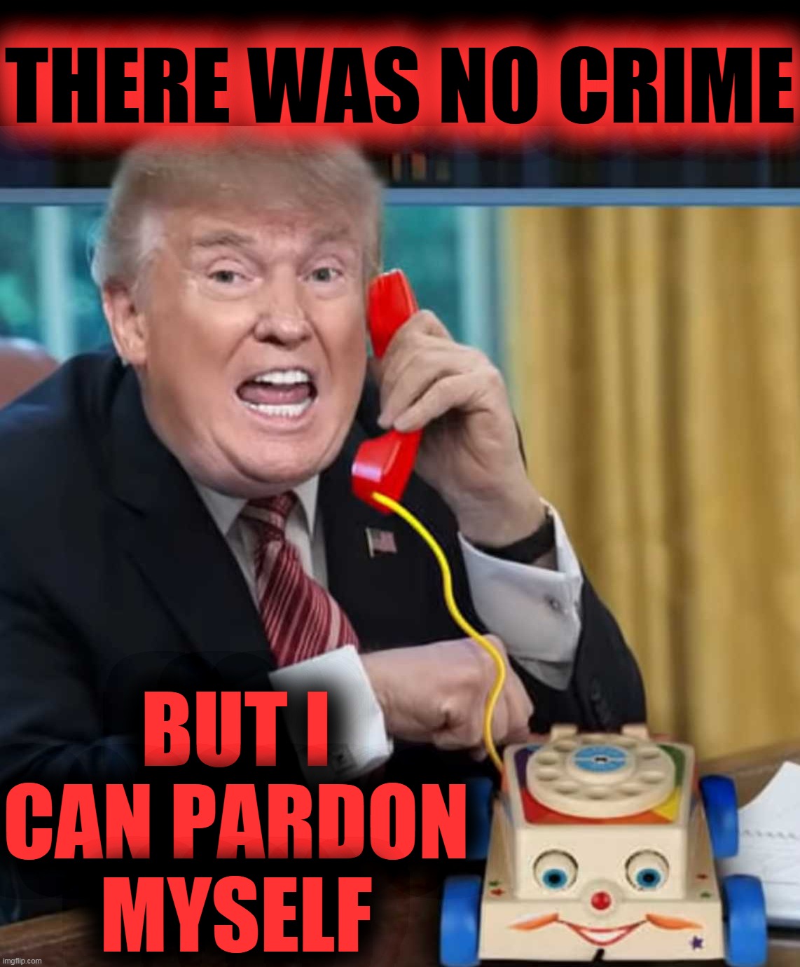 I'm the president | THERE WAS NO CRIME BUT I CAN PARDON MYSELF | image tagged in i'm the president | made w/ Imgflip meme maker