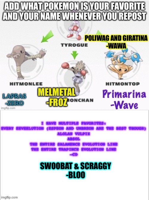 E | POLIWAG AND GIRATINA
-WAWA | made w/ Imgflip meme maker