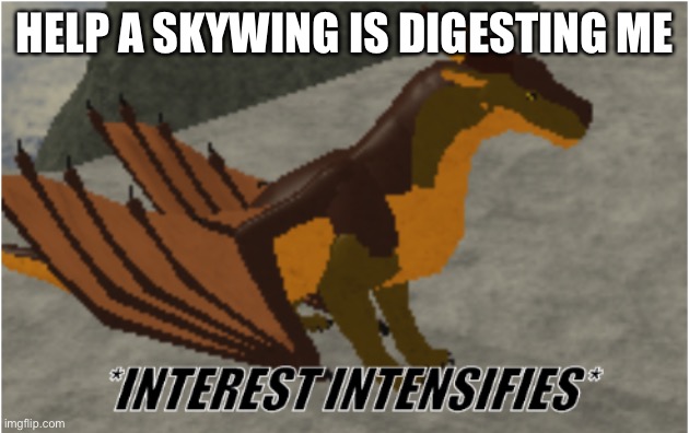 Fakie is here | HELP A SKYWING IS DIGESTING ME | image tagged in fakie | made w/ Imgflip meme maker