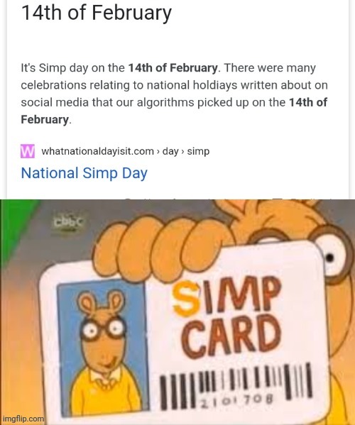 Well then, happy simp day? | image tagged in xd,funny | made w/ Imgflip meme maker