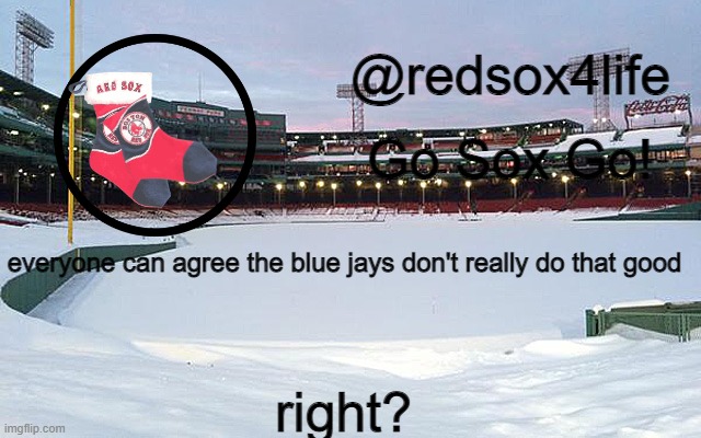 redsox4life | everyone can agree the blue jays don't really do that good; right? | image tagged in redsox4life | made w/ Imgflip meme maker