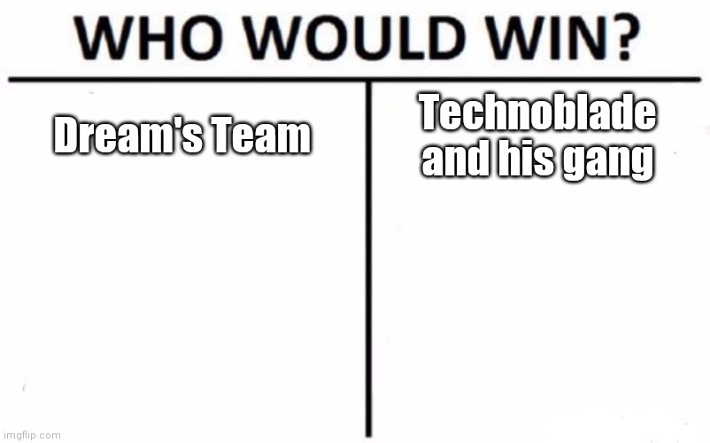 A- | Dream's Team; Technoblade and his gang | image tagged in memes,who would win | made w/ Imgflip meme maker