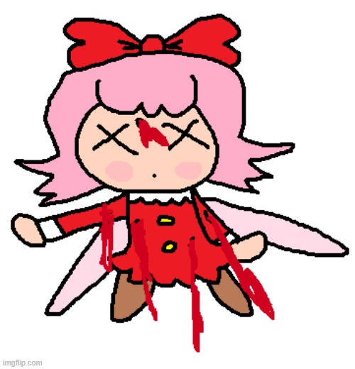 Ribbon Has Bullet Holes Again (Because IDK) | image tagged in kirby,gore,blood,funny,cute,death | made w/ Imgflip meme maker