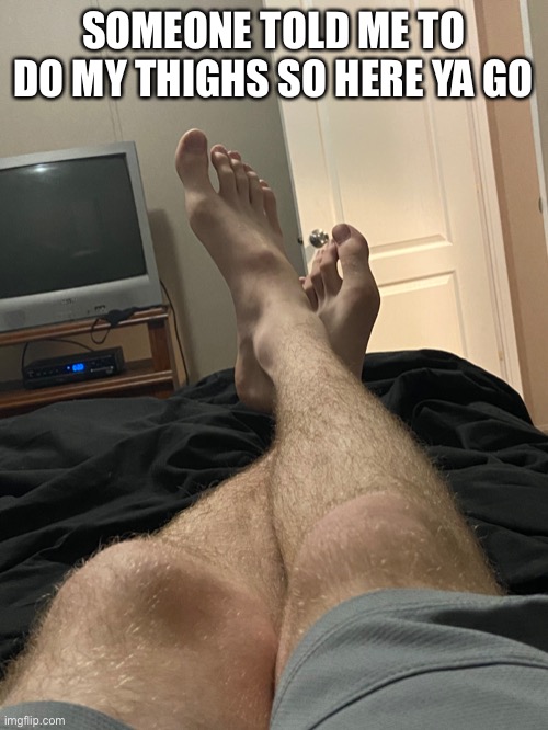 My *legs* | SOMEONE TOLD ME TO DO MY THIGHS SO HERE YA GO | image tagged in thighs | made w/ Imgflip meme maker