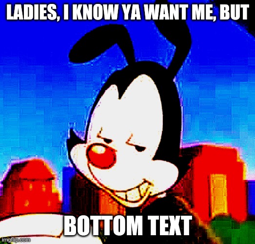 Yakko Warner | LADIES, I KNOW YA WANT ME, BUT; BOTTOM TEXT | image tagged in animaniacs,bored,i'm sorry | made w/ Imgflip meme maker