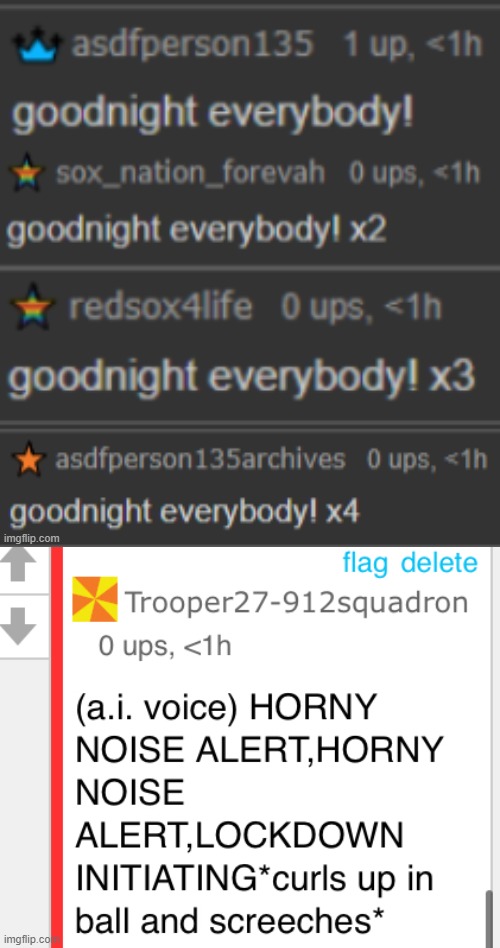 image tagged in sox goodnight everybody,horny noises | made w/ Imgflip meme maker
