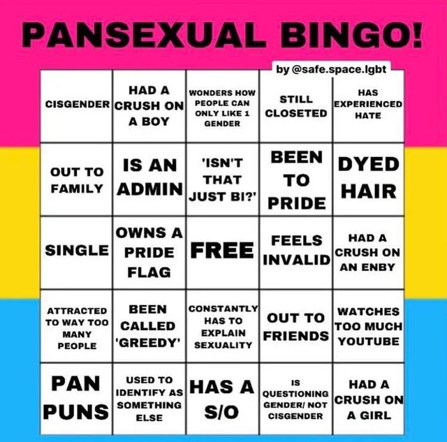 High Quality Pansexual Bingo Blank Meme Template