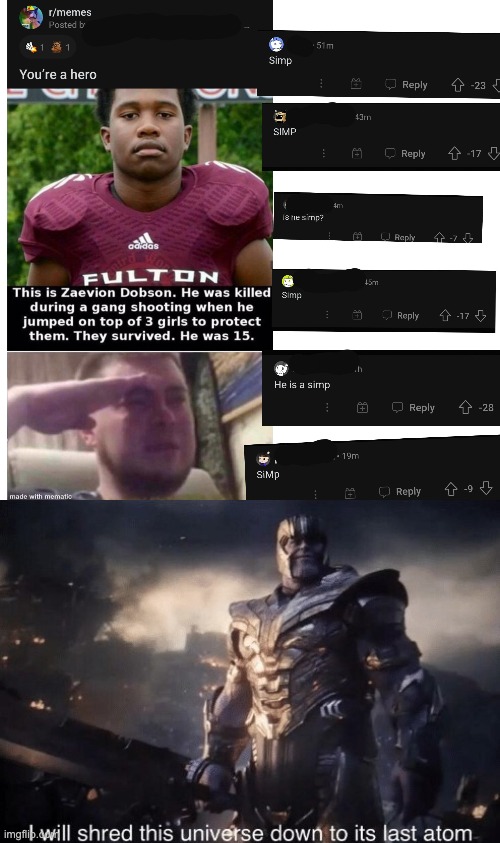 image tagged in i will shred this universe down to its last atom | made w/ Imgflip meme maker