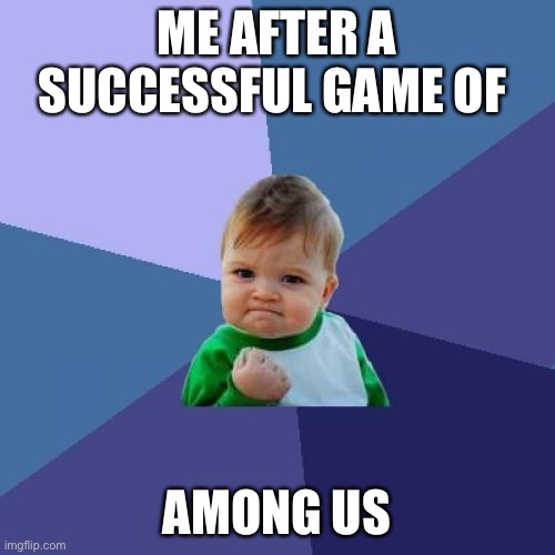 Success Kid | ME AFTER A SUCCESSFUL GAME OF; AMONG US | image tagged in memes,success kid | made w/ Imgflip meme maker