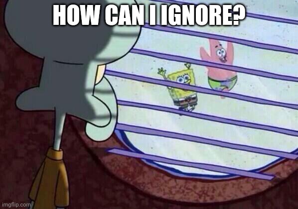 Squidward window | HOW CAN I IGNORE? | image tagged in squidward window | made w/ Imgflip meme maker