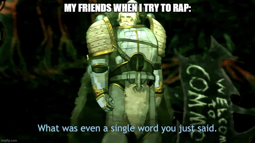 What was even a single word you just said? | MY FRIENDS WHEN I TRY TO RAP: | image tagged in what was even a single word you just said | made w/ Imgflip meme maker