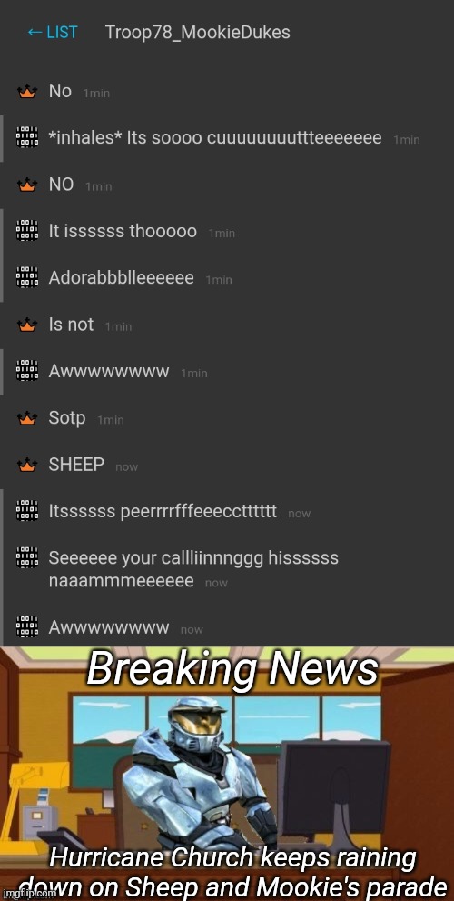 Breaking News; Hurricane Church keeps raining down on Sheep and Mookie's parade | image tagged in ghostofchurch aaaand it's gone | made w/ Imgflip meme maker
